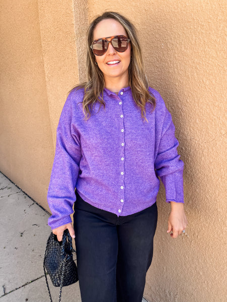 Piper Cardigan- Purple-K. Ellis Boutique