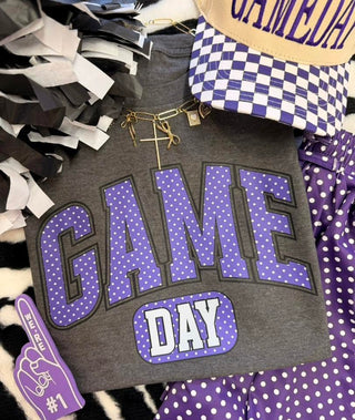 Game Day Purple Polka Dots Tee-K. Ellis Boutique
