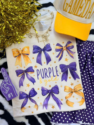 Purple & Gold Bows Tee-K. Ellis Boutique