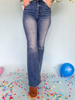 High Rise Raw Cut Hem Bootcut Jeans- Risen-K. Ellis Boutique