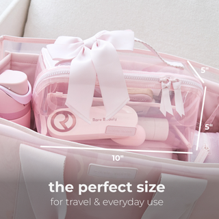 Jelly Cosmetic Bag – Ballet Pink Bow Lay-Flat Makeup Bag