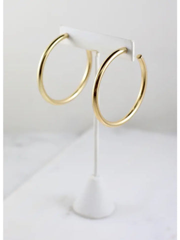 Arden Satin Hoop Earrings- Gold-K. Ellis Boutique