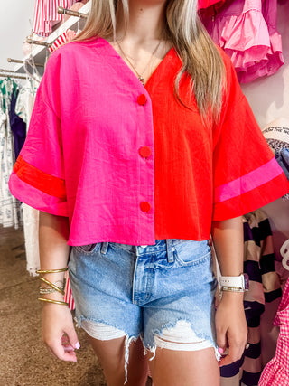 Jaxe Colorblock Top-Short Sleeve Top-K. Ellis Boutique