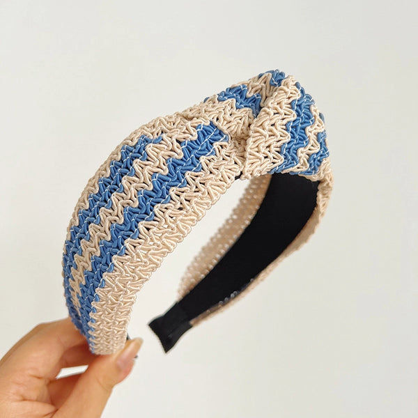 Two Tone Woven Straw Wide Knot Headband-K. Ellis Boutique