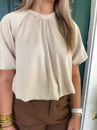 Almond Bubble Top-Short Sleeve Top-K. Ellis Boutique