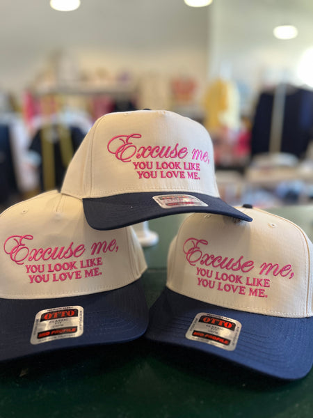 Excuse Me Cap- Pink/Tan/Navy-K. Ellis Boutique