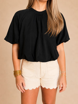 Cream Scallop Shorts-Shorts & Skirts-K. Ellis Boutique