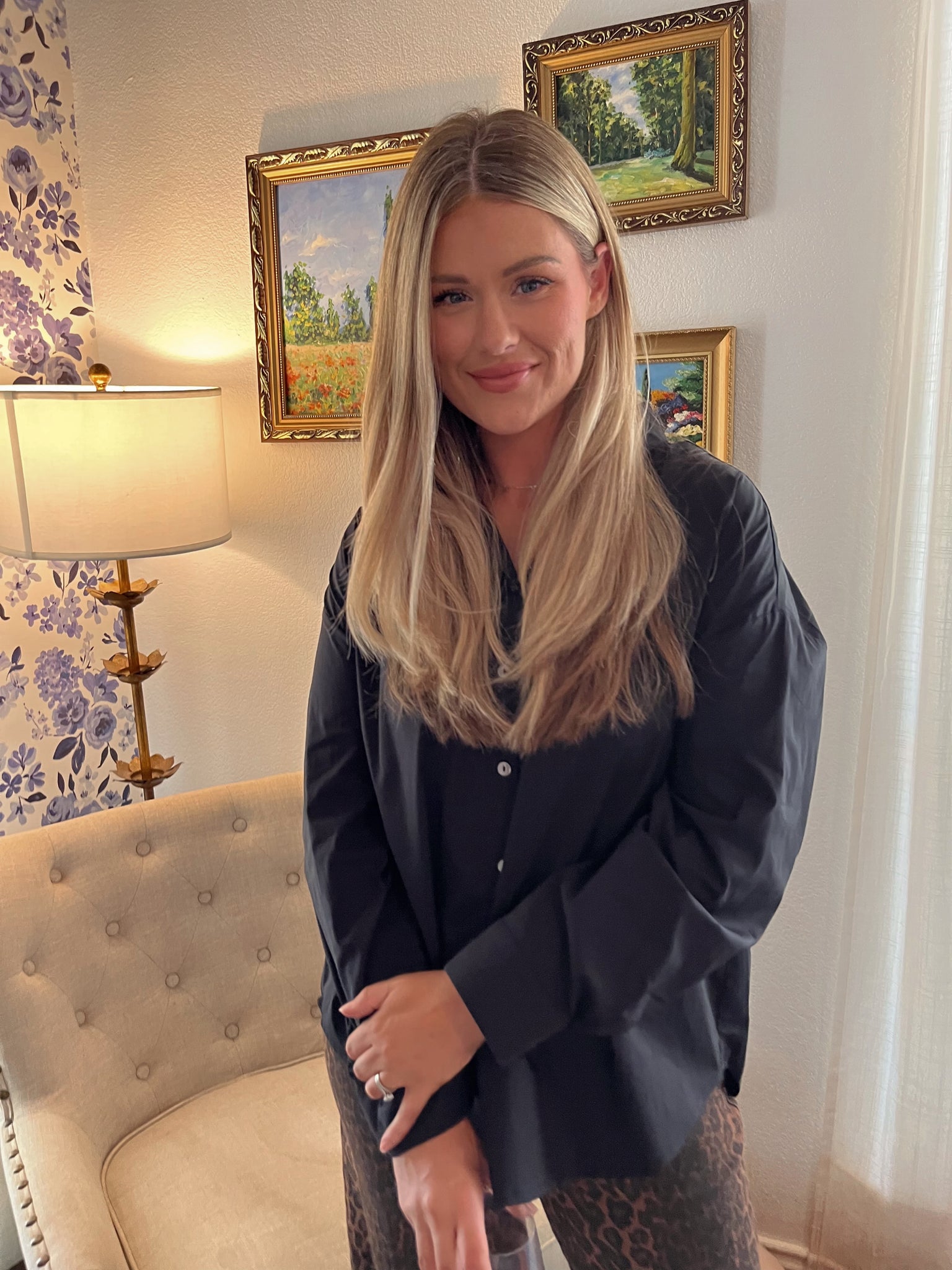 Reese Oversized Button Down- Black-K. Ellis Boutique