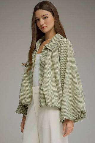 Olive Gingham Jacket-Jacket-K. Ellis Boutique