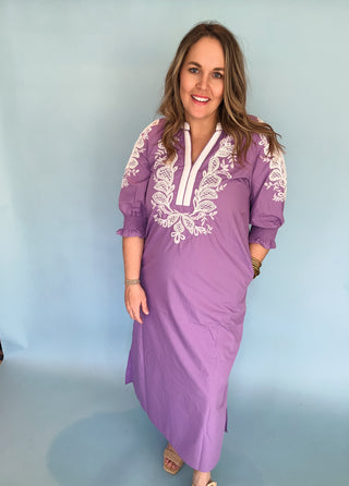 Chris Embroidery Midi Dress -Lavender-Midi/Maxi Dress-K. Ellis Boutique