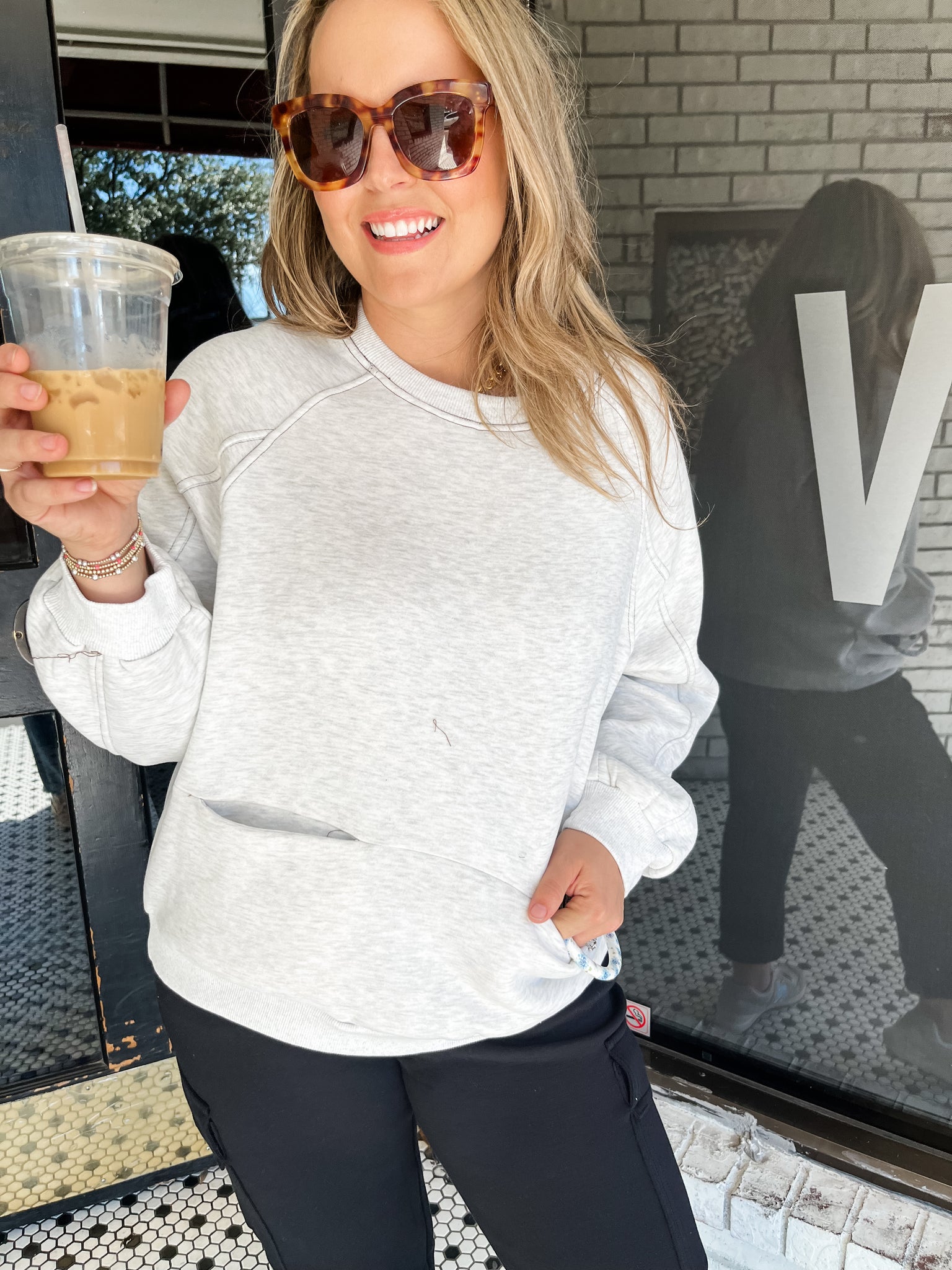 Solid Long Sleeve Sweatshirt Top - Light Grey-K. Ellis Boutique