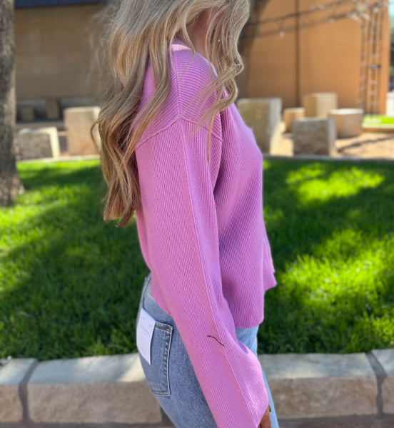 BOAT NECK RIBBED SWEATER- ORCHID-K. Ellis Boutique