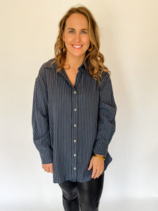 Stripe Collared Button Up-indigo-K. Ellis Boutique