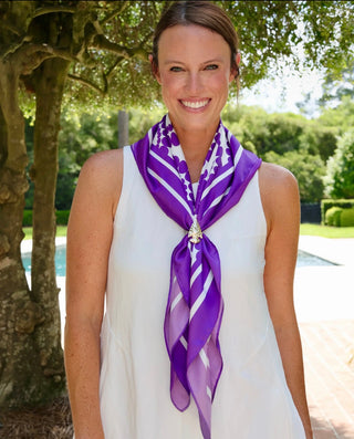 Lucy Floral Scarf- Large Purple-K. Ellis Boutique