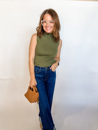 Ribbed Turtleneck Sleeveless Sweater Top- Basil-Sleeveless Top-K. Ellis Boutique