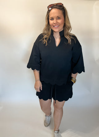 Scallop Amy Set- Black-K. Ellis Boutique