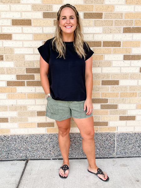 High Waisted Shorts - Army Green-K. Ellis Boutique