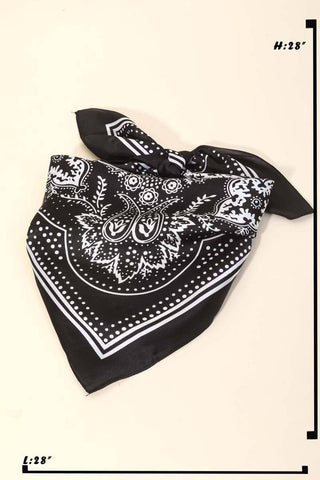 Light Paisley Design Square Bandana Scarf: NV-K. Ellis Boutique
