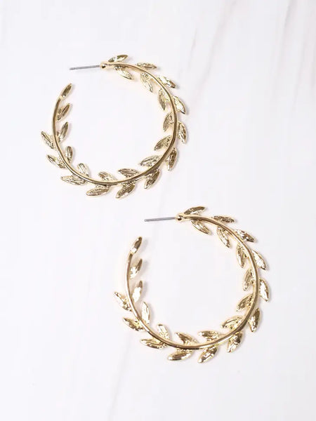 Lyndra Grecian Hoop Earrings - Gold-K. Ellis Boutique