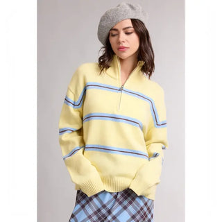 Olive Grove Stripe Half Zip Sweater-Sweater-K. Ellis Boutique