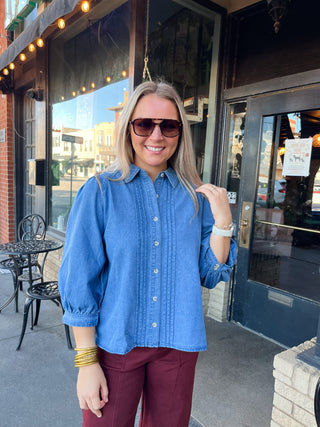 Dailee Denim Top-Short Sleeve Top-K. Ellis Boutique