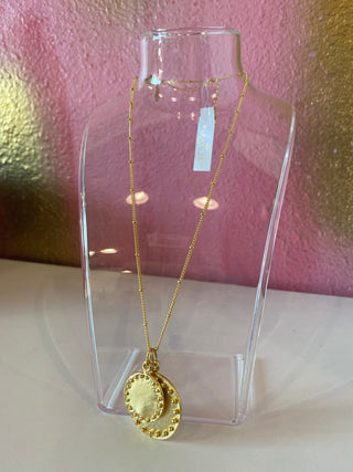 Susan Shaw Double Circle with Dots Chain Necklace-Necklace-K. Ellis Boutique
