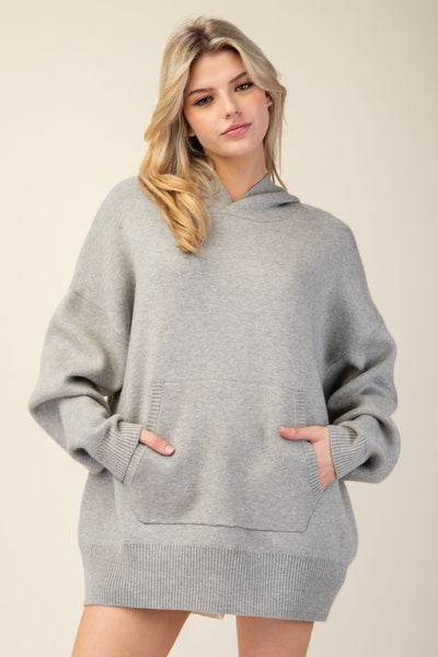 OVERSIZED HOODIE SWEATER- GREY-K. Ellis Boutique