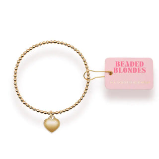 Beaded Blondes Heart Locket Charm Bracelet- Gold-Bracelet-K. Ellis Boutique