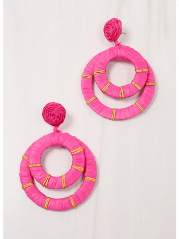 GIlbert Wrapped Drop Earring - HOT PINK-K. Ellis Boutique