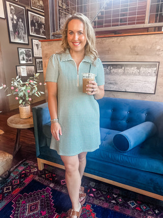 Hunter Green Check Mini Dress