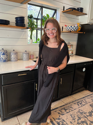Sleeveless Cropped Leg Jumpsuit- Black-jumpsuits/rompers-K. Ellis Boutique