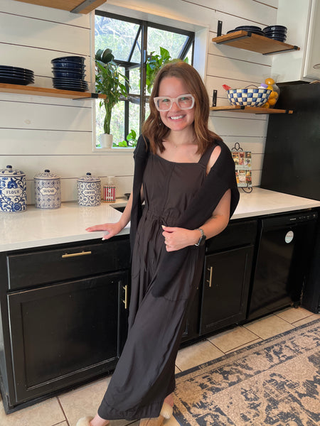 Sleeveless Cropped Leg Jumpsuit- Black-K. Ellis Boutique