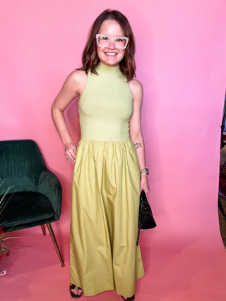 Karlie- Solid Mock Maxi Dress- Green-Midi/Maxi Dress-K. Ellis Boutique