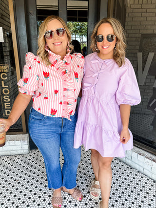 Karlie Solid Bow Poplin Dress - Lilac-K. Ellis Boutique