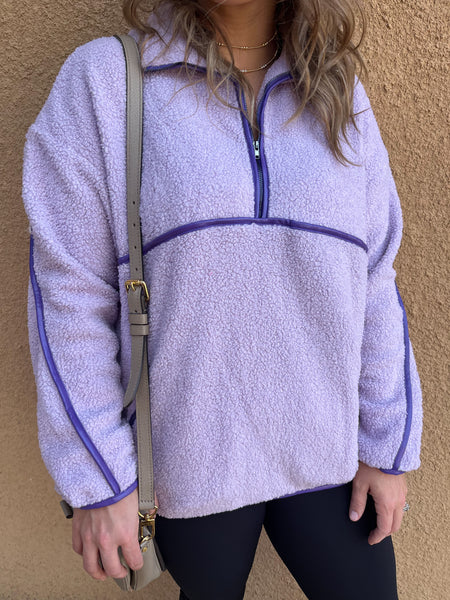 Fleece Quarter Zip- Lavender-K. Ellis Boutique