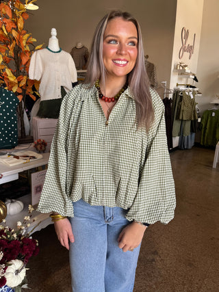 Olive Gingham Jacket-Jacket-K. Ellis Boutique