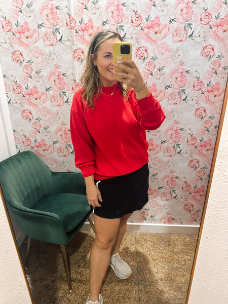 Modal Scuba Mock Neck Pullover- Red-K. Ellis Boutique