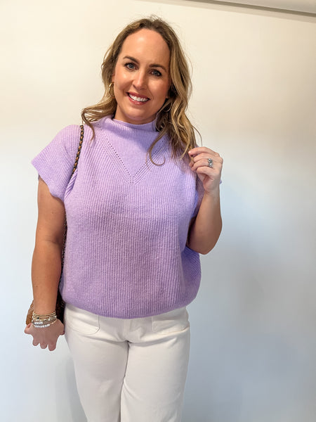 Danni Mock Neck Top- Lavender-K. Ellis Boutique