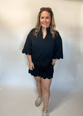 Scallop Amy Set- Black-K. Ellis Boutique