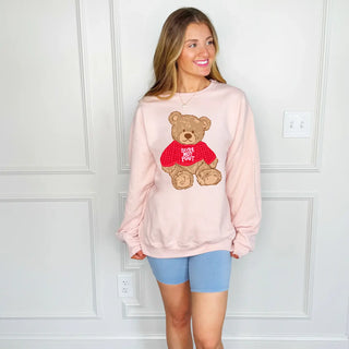 Teddy Better Not Pout Puff Sweatshirt-Sweatshirt-K. Ellis Boutique