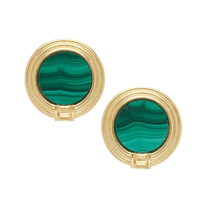 Susan Shaw Roma Studs - Malachite-K. Ellis Boutique