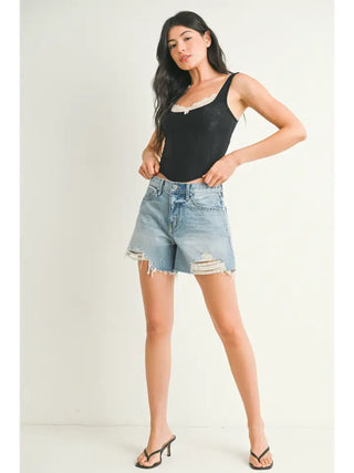 Vintage Distressed Short- Light Denim-Shorts & SKirts-K. Ellis Boutique