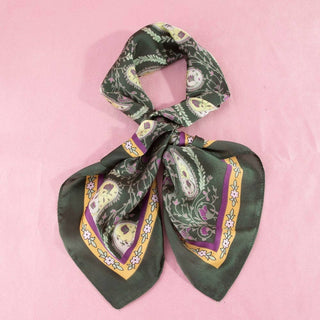 Paisley Floral Print Satin Square Scarf: WH-Other Accessories-K. Ellis Boutique
