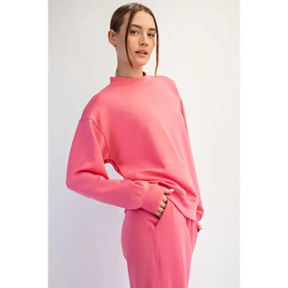 Scuba Mockneck Pullover-Long Sleeve Top-K. Ellis Boutique