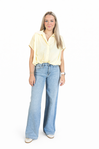 Bubble Hem Button-Up Blouse- Lemon-K. Ellis Boutique