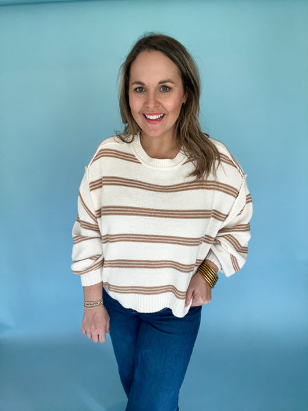 Lily Striped Sweater- Cream-K. Ellis Boutique