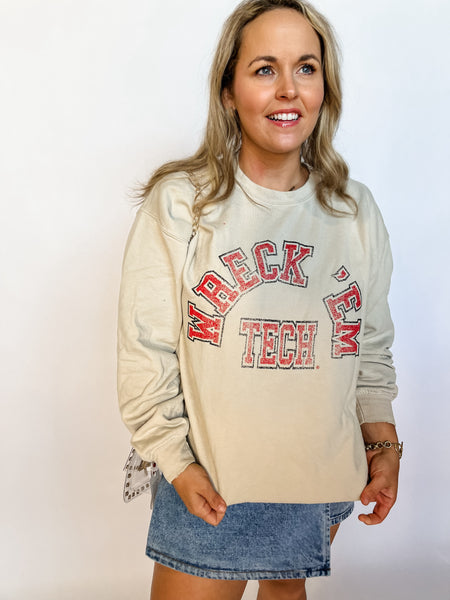 Wreck Em Tech Vintage Sweatshirt- Sand-K. Ellis Boutique