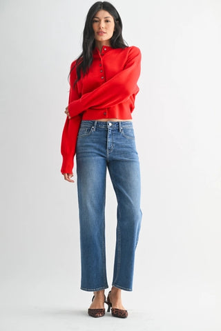 Mid Rise Slim Wide Leg- Just Black Denim