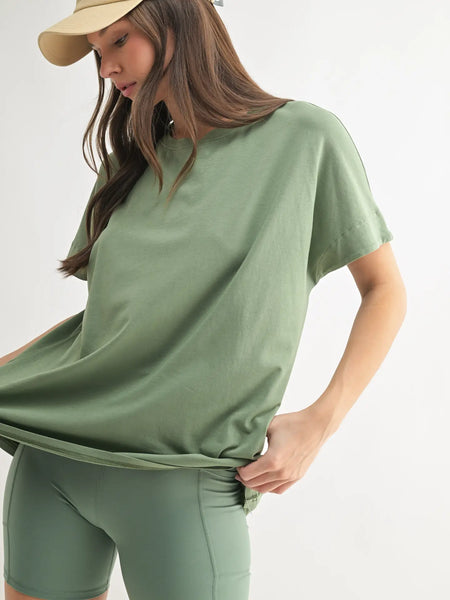 Shoreline Pima Cotton Tee- Moss-K. Ellis Boutique