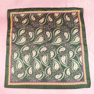Paisley Floral Print Satin Square Scarf: WH-Other Accessories-K. Ellis Boutique